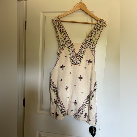Free People Never Been Beige Embroidered Mini Dress - Picture 2 of 5